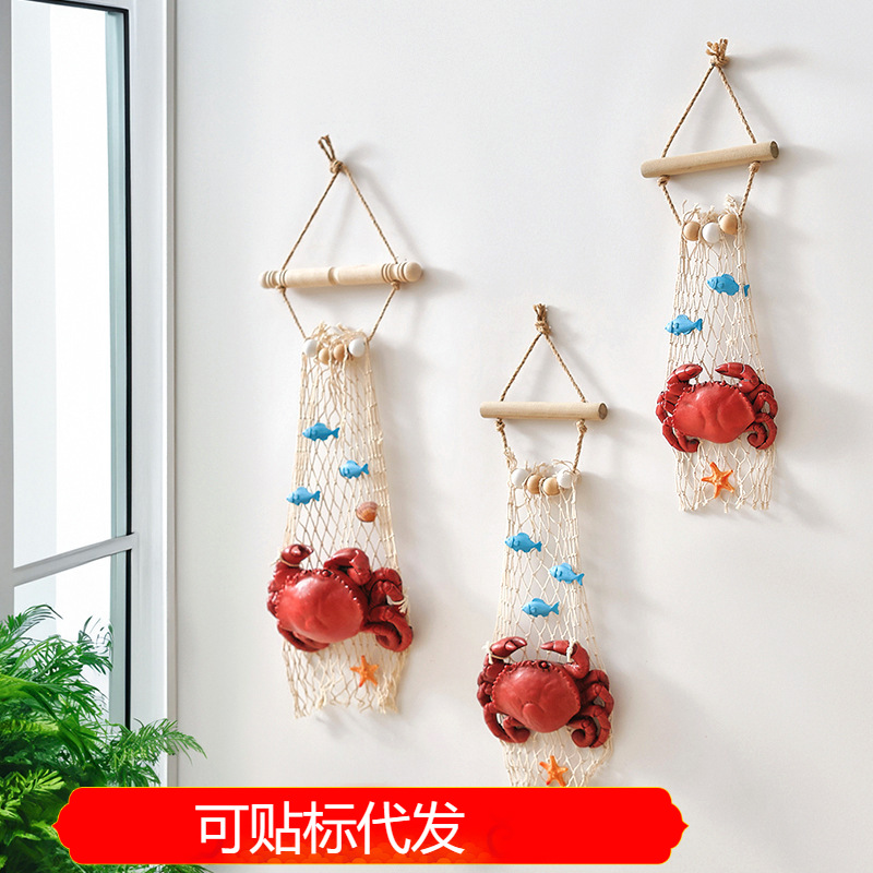 网红树脂仿真螃蟹小龙虾模型挂件海鲜餐厅壁饰装饰品饭店夜市壁挂
