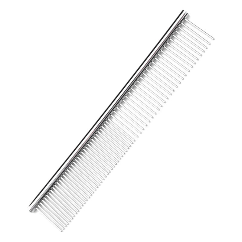 Pet Cat and Dog Stainless Steel Comb, Medium and Small Sizes, Straight Comb, Steel Comb, Silver, Double-Sided Comb for Smoothing Fur