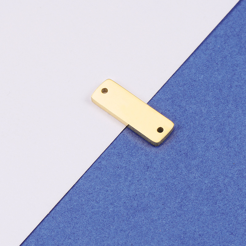 Polished Finish 1 Piece 6 * 18mm 304 Stainless Steel PVD Coated Real Gold Plated Customization Laser Engraving Solid Color Polished Pendant DIY Jewelry Accessories