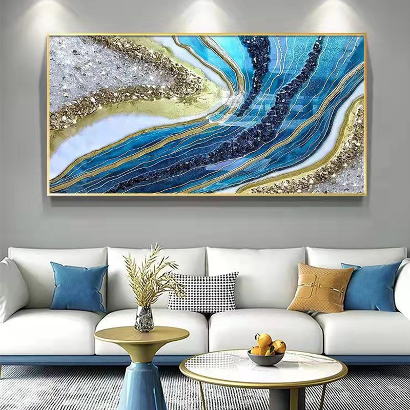 Modern high-end diamond-embedded porcelain art panel for entrance hall, foyer, and corridor—decorative living room sofa mural available in both landscape and portrait hanging styles.