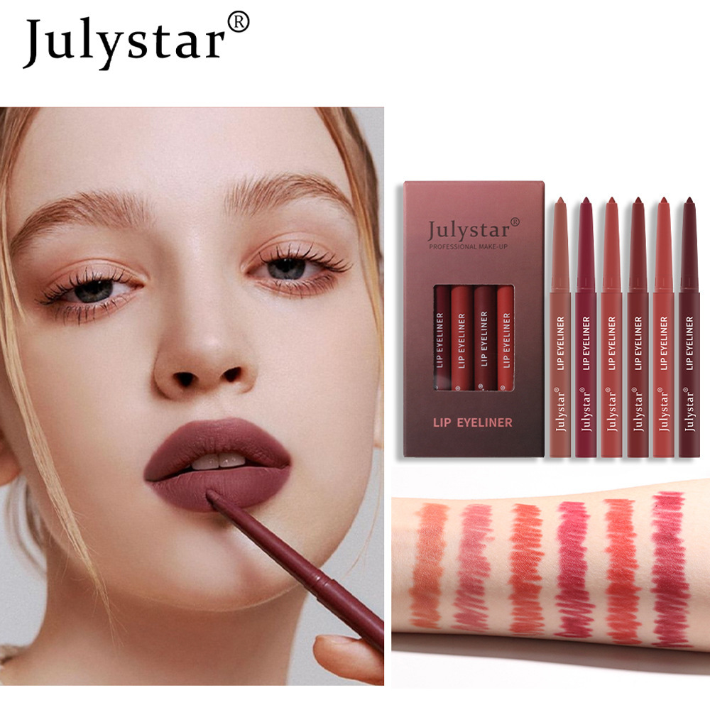 Julystar Lip Pen: Non-smudging Lipstick pen, matte Pink lip gloss, and rotating Lip liner pen set undefined