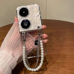 適用華為pocket2携帯ケースp50ポケット透明波斜め掛け真珠ノバフリップブレスレット