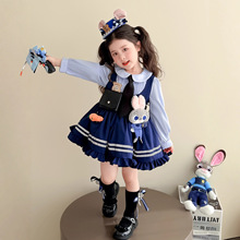 女童秋装连衣裙朱迪兔子警官儿童衣服女孩生日长袖洛丽塔公主裙子
