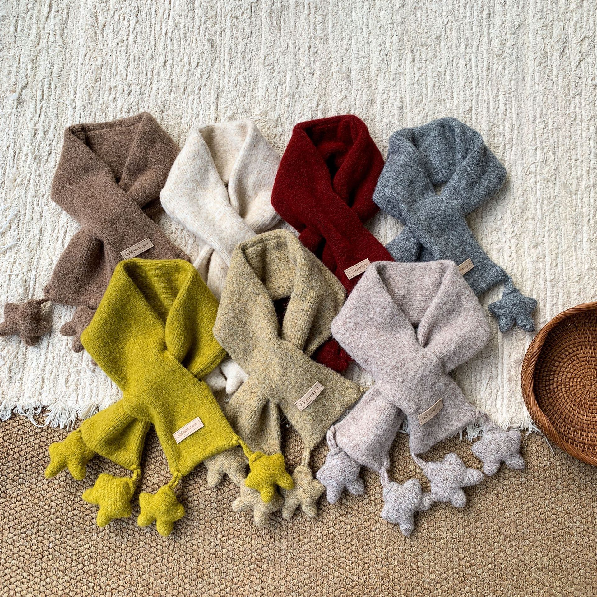 Bufandas de invierno para niños 2025 nuevo engrosado calentamiento estrellas de lana de punto para niñas baby bib