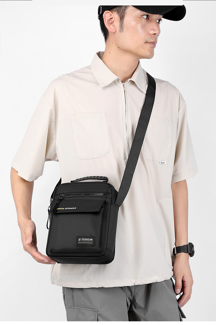 Men's large-capacity bag, nylon fabric single-shoulder bag, new business commuting crossbody bag, vertical small bag, hand-held men's bag undefined