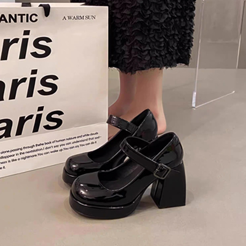 French High-Heeled Mary Jane Shoes for Women, Waterproof Platform, Thick Heels, High Heels, One-Strap Flats, Fat Feet, Wide Feet, Large Size Women's Shoes French High-Heeled Mary Jane Shoes for Women, Waterproof Platform, Thick Heels, High Heels, One-Strap Flats, Fat Feet, Wide Feet, Large Size Women's Shoes