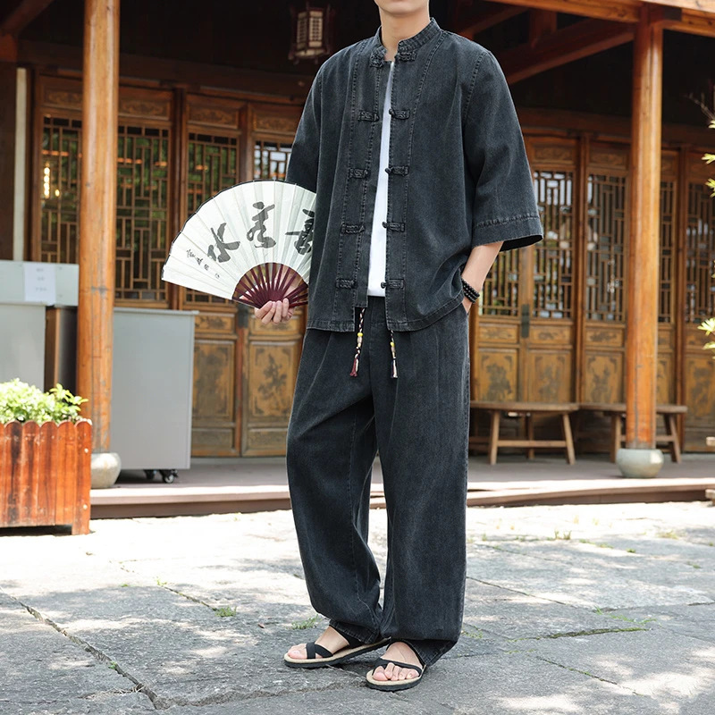 【中国风】秋季新款古风外套夹克套装休闲宽松型男士时尚舒适套装|undefined