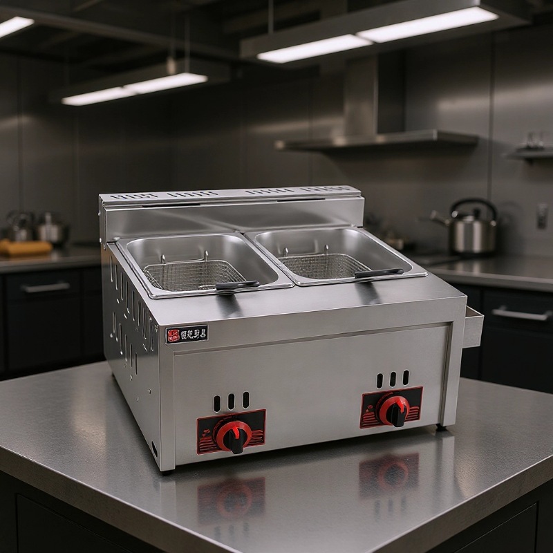 丰越 6L+6L商用燃气双缸双筛油炸锅炸锅煤气炸炉薯条油炸机撸串串