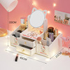 Handheld table mirror, simple dressing table for elementary school students, storage box, internet celebrity