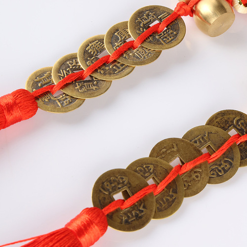 Copper Five Emperors Coin Pendant with Gourd Copper Pendant 2.4cm Copper Coin Home Crafts Pendant Wholesale
