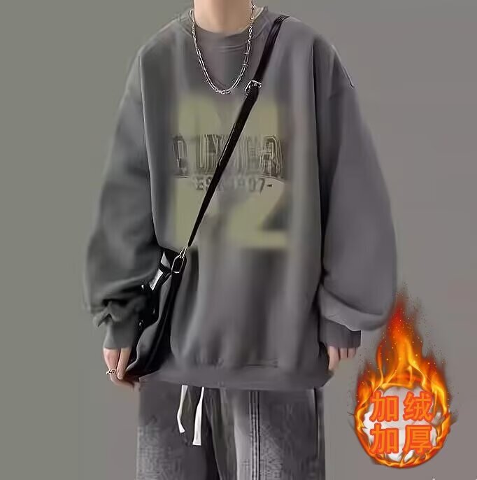 American Retro Sweatshirt Men's Autumn and Winter Fashionable Loose Men's Clothing Set with High Street Jeans Student Two-piece Set