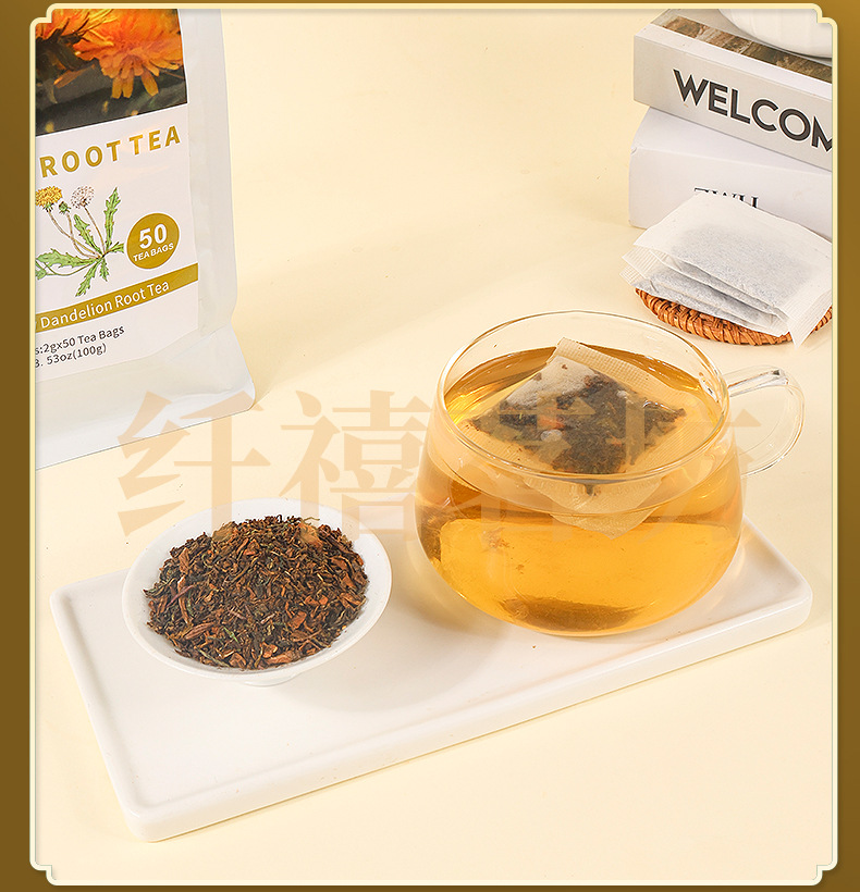 Dandelion Root Tea Pu Gong Ying 100g 50 Teabags Caffeine Free Herbal Infusion in use