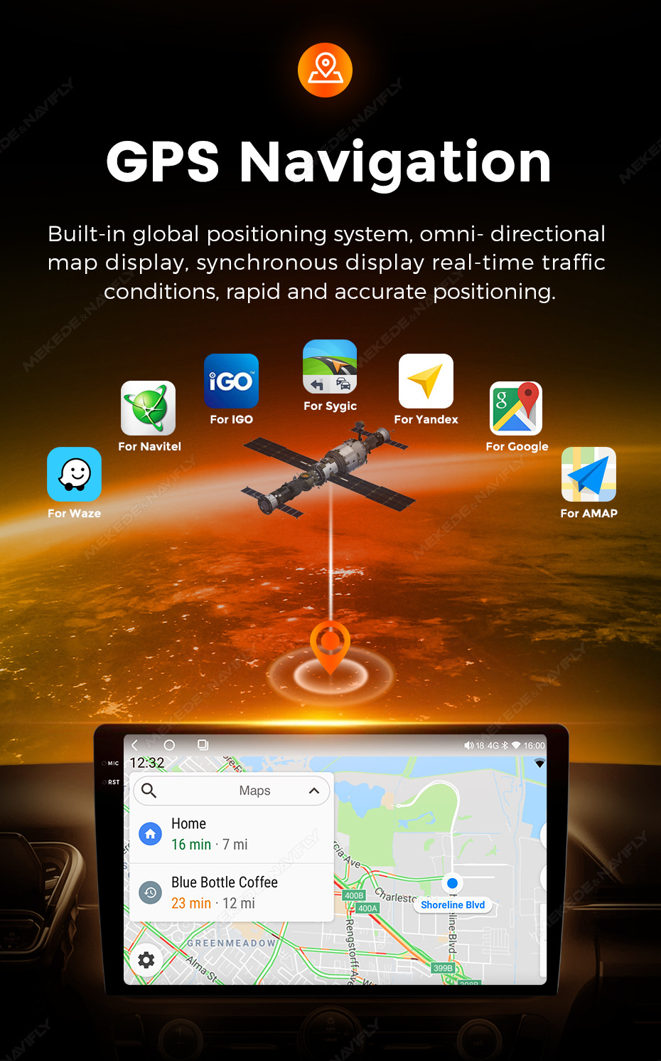 Fangyitong 7865 Android Hd Large Screen 9inch / 10inch Host Dvd Navigation Player Universal Car Device
