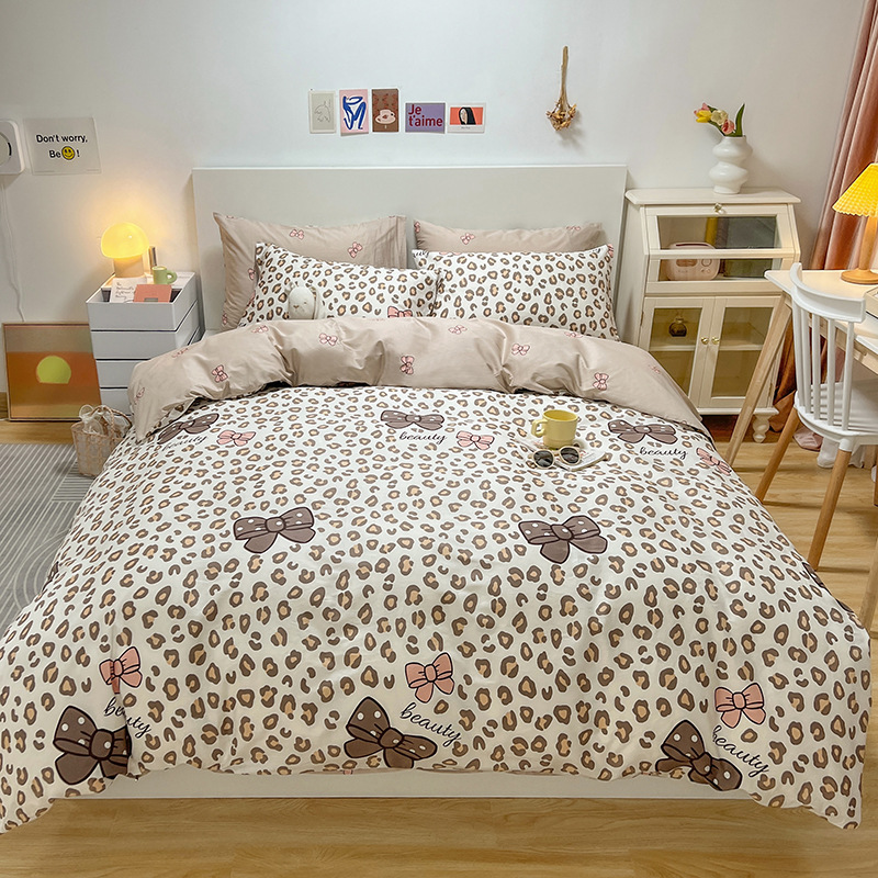 Algodón de cuatro piezas de ropa de cama de algodón 2025, nuevo edredón de flores frescas, sábanas de dormitorio de tres piezas de cuatro estaciones