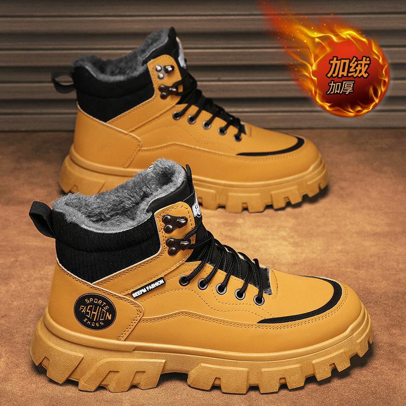 Martin botas para hombres otoño y invierno alto estilo británico botas de arroz para hombres con zapatos de algodón grueso al aire libre botas impermeables