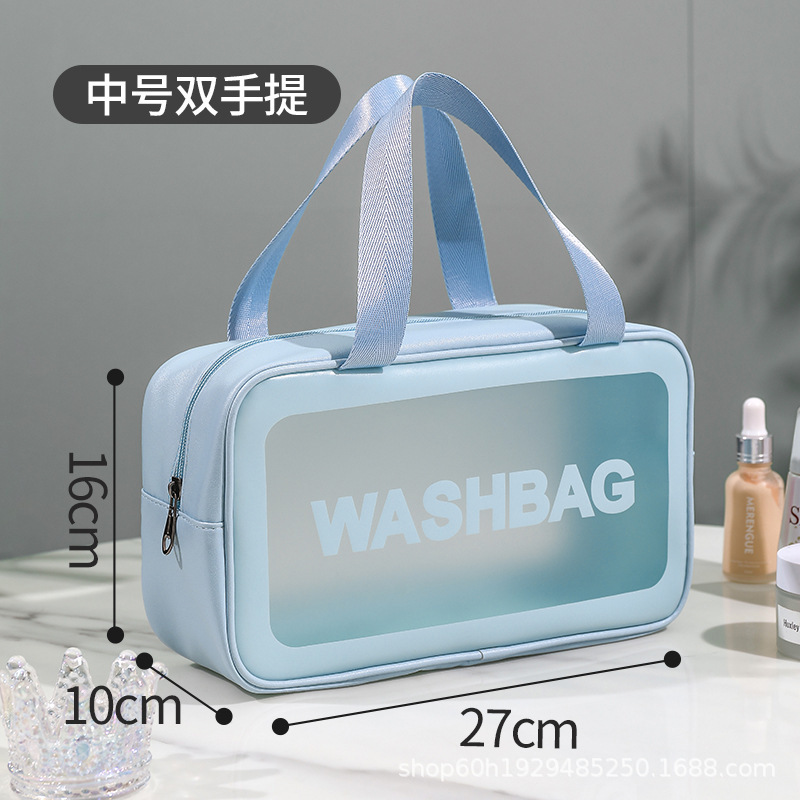 Bolsa de lavado de maquillaje transparente de tres piezas de PVC bolsa de baño de gran capacidad bolsa de almacenamiento portátil mate translúcida