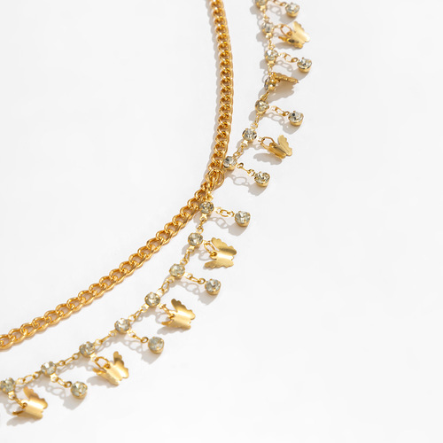 European and American cross-border jewelry simple rhinestone multi-layer body chain beach shell butterfly tassel waist chain bodychain