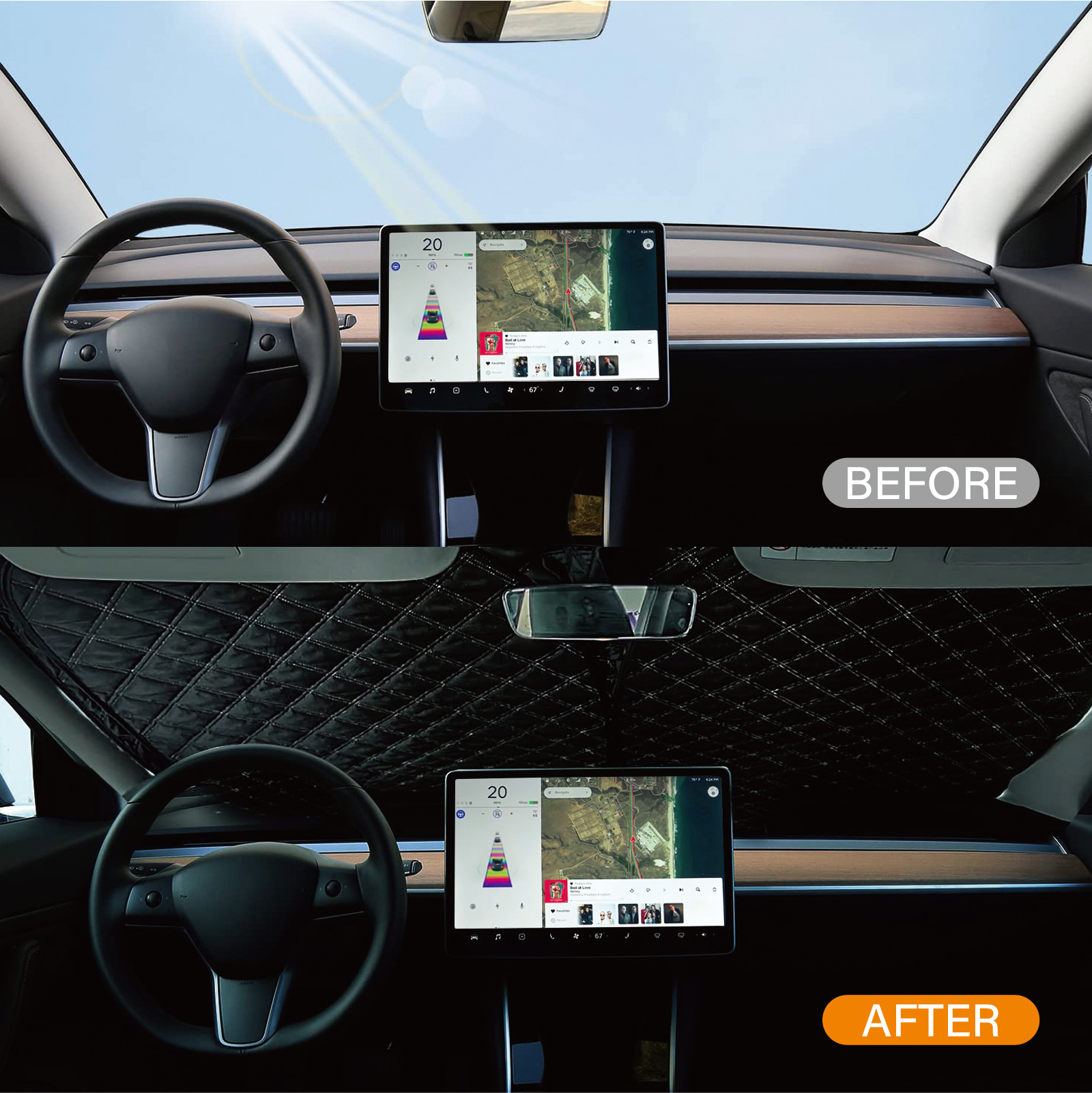 Car Front Windshield Sunshade, Summer Car Sunshade Cover, Universal Fit for Cars, Suvs, and Trucks