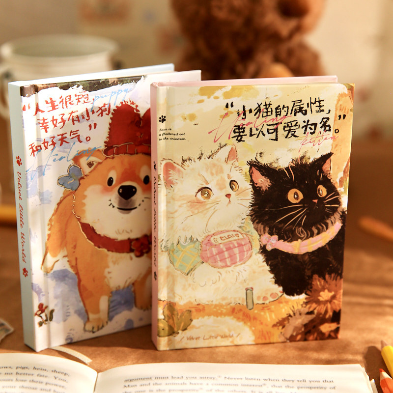 Mr. Paper A6 tapa dura serie de diarios de felpa lindo miau Wang interesante ilustración original notas de estudiante tapa dura