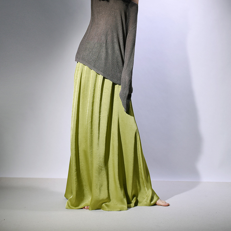 Spring and Summer High-End Champagne-Colored Acetate Satin Skirt for Women, Spring and Autumn 2026 New Style A-Line Long Skirt Spring and Summer High-End Champagne-Colored Acetate Satin Skirt for Women, Spring and Autumn 2026 New Style A-Line Long Skirt