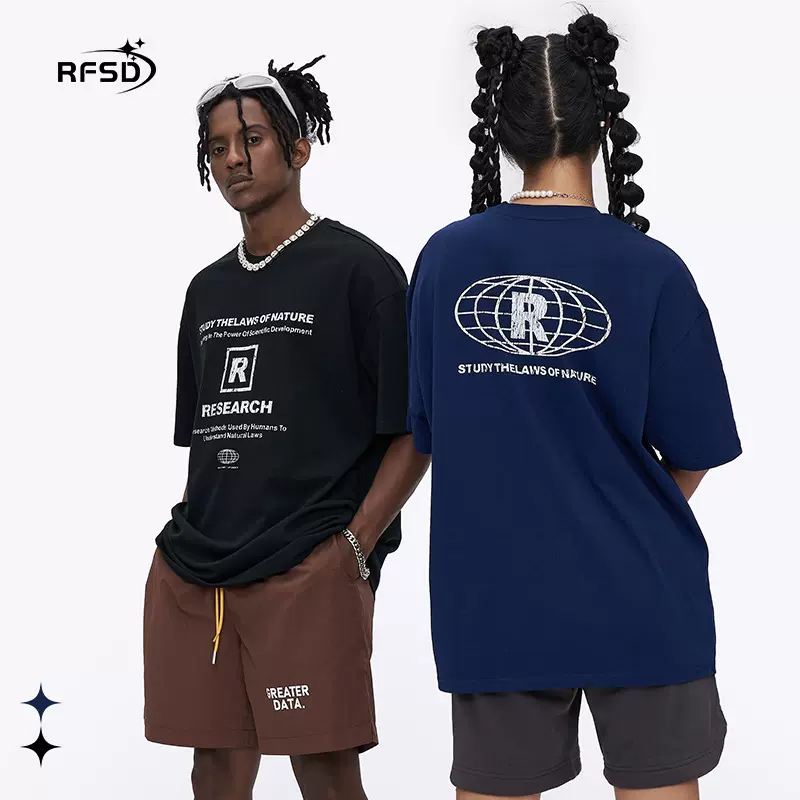 RFSD男装|R字做旧复古印花T恤2026春夏新品潮牌宽松街头短袖男