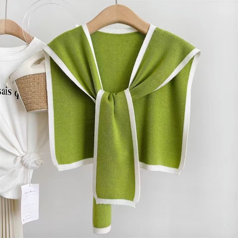 Color-Blocked Knitted Shawl for Women, Suitable for Air-Conditioned Rooms, Neck Protection, Stylish and Trendy, Popular Online Neck Warmer Scarf