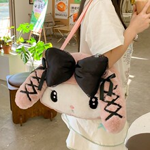 卡通毛茸茸暗黑怪兽单肩毛绒包2025新款个性少女心公仔手提大脸包
