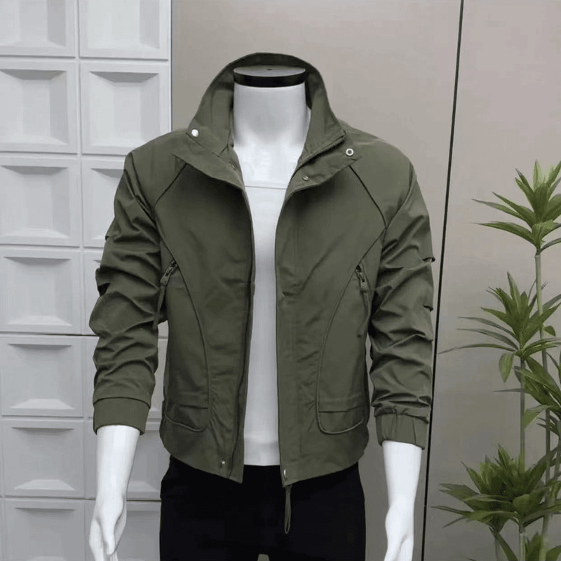 New Trendy Brand Stand Collar Work Jacket Spring and Autumn High-End Casual Fashion Men's Jacket Trendy