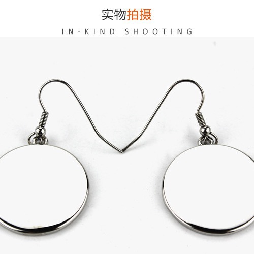 Fábrica directa transfronteriza pendientes de orejas de sublimación caliente colgante de orejas accesorios de material en blanco personalidad metálica pendientes redondos europeos y estadounidenses