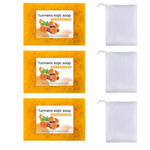 跨境TK款Turmeric soap姜黄皂精油皂手工皂亮肤洁面洗澡肥皂套装