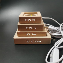 水晶方体实木底座工艺品摆件-实木灯座LED发光底座木托暖彩灯批发