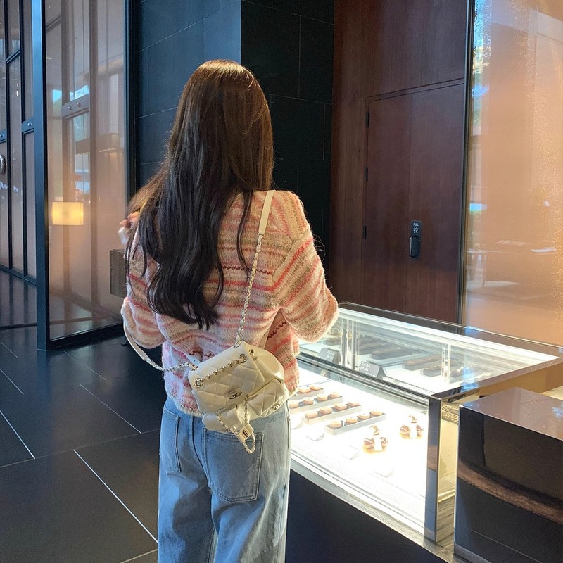 早安樊樊 重工粉色条纹小香针织开衫女秋气质减龄感显瘦毛衣外套|undefined