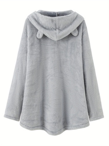 Cozy Cat Print Hoodie with Kangaroo Pocket Casual Long Cross-border
