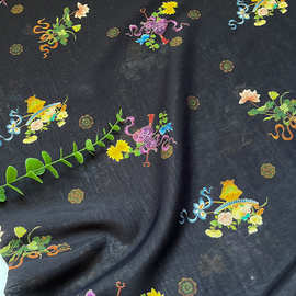 莲台雅叙 新中式国风天丝亚麻布料纱裙汉服衬衫旗袍手工diy面料