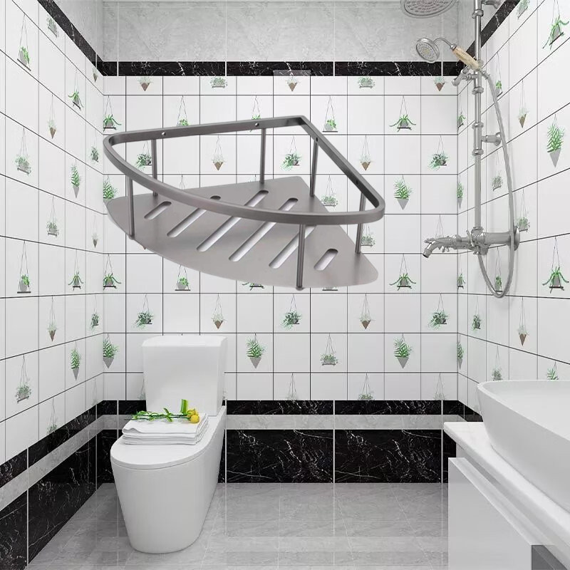 PVD pistola gris triángulo cesta de acero inoxidable sólido 22CM esquina cesta de baño fábrica de comercio exterior directo entidad