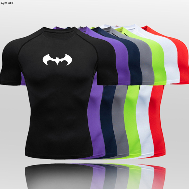 2099 cross-border hot Men's Fitness clothes thin Batman tight t-shirt shirt quick-drying high elastic sportswear 2099 cross-border hot Men's Fitness clothes thin Batman tight t-shirt shirt quick-drying high elastic sportswear