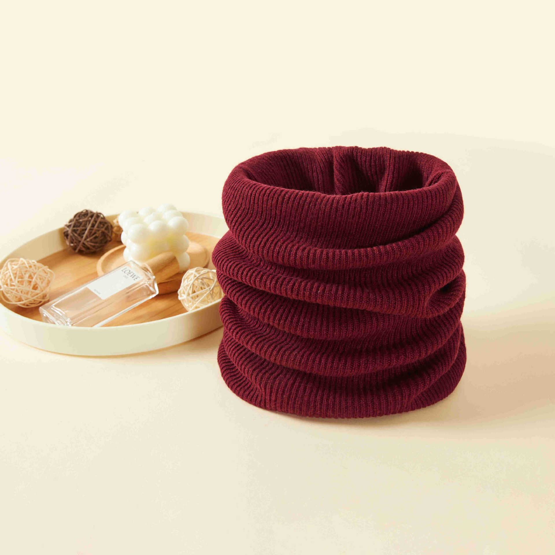 Woolen winter warm men's demi-season solid color knitted scarf