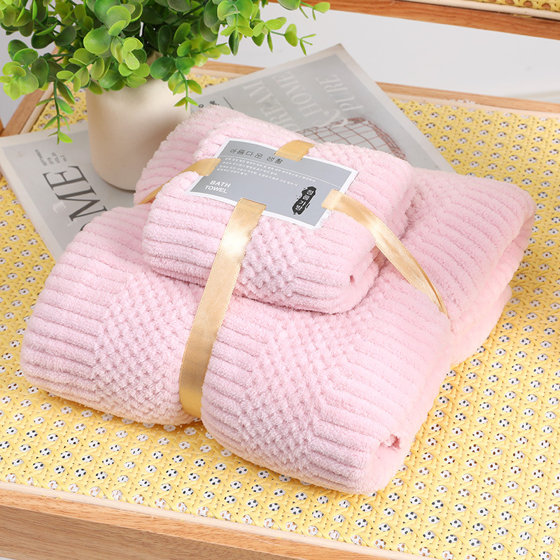 toalla de coral de alta densidad toalla de baño de absorción de agua para el hogar seco rápido engrosado toalla de cabello seco engrosado toalla de regalo de color simple