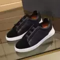 Blue suede with black leather