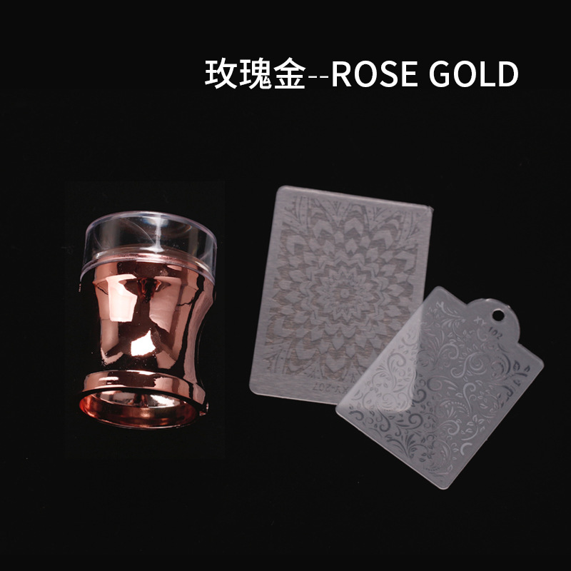 Nuevos productos transfronterizos sello de silicona de manicura galvanizado cabeza de impresión transparente grande 3.8cm con cubierta DIY herramienta de impresión