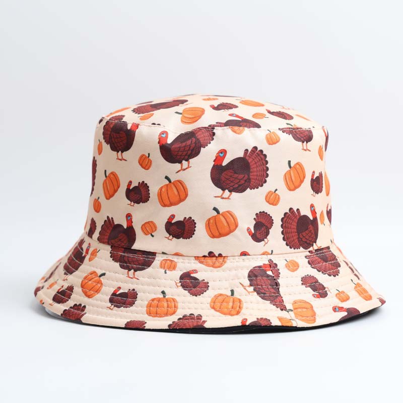 Hip-Hop, Funny Style Big Eaves Rim Unisex Hip-Hop Funny Halloween Pattern Pumpkin Printing Big Eaves Bucket Hat