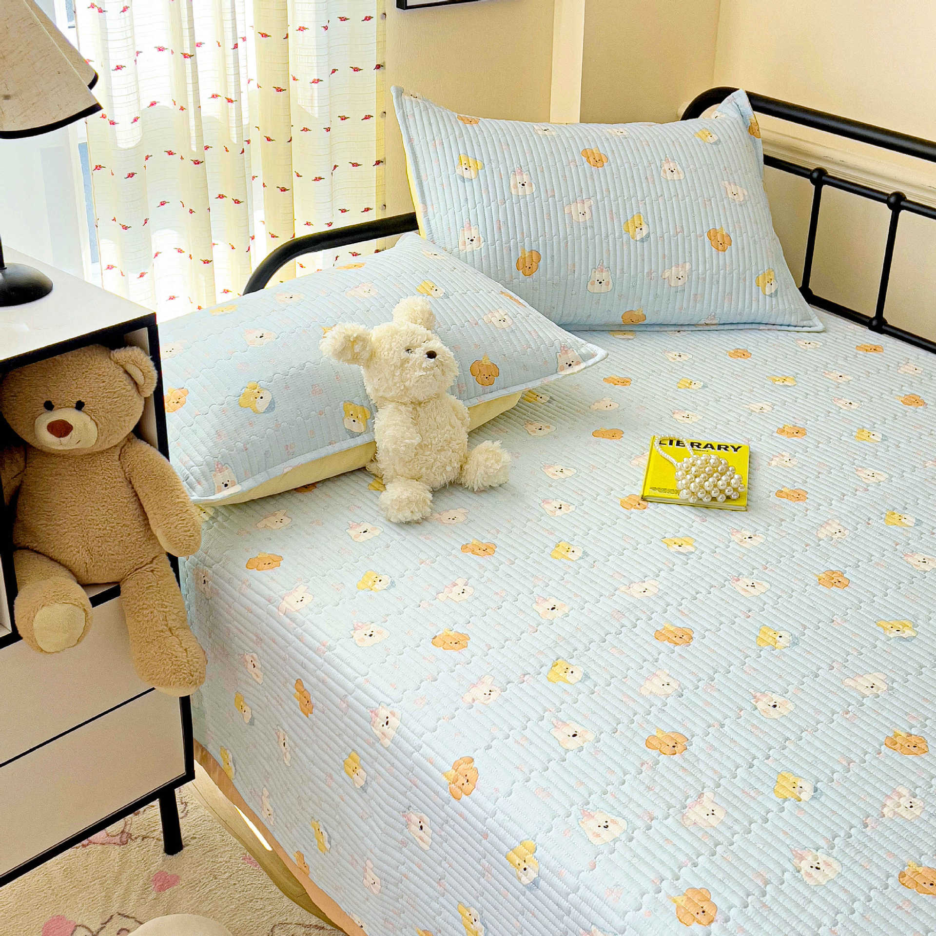 Tapa de cama de algodón de tres piezas para dormitorio de estudiantes sábanas de tatami para cuatro estaciones cubierta antideslizante individual