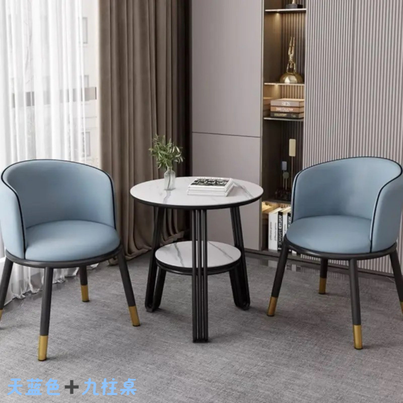 Recepción de negocios de lujo moderno y lujo mezcla de mesa y silla de negociación interior balcón casual café redonda