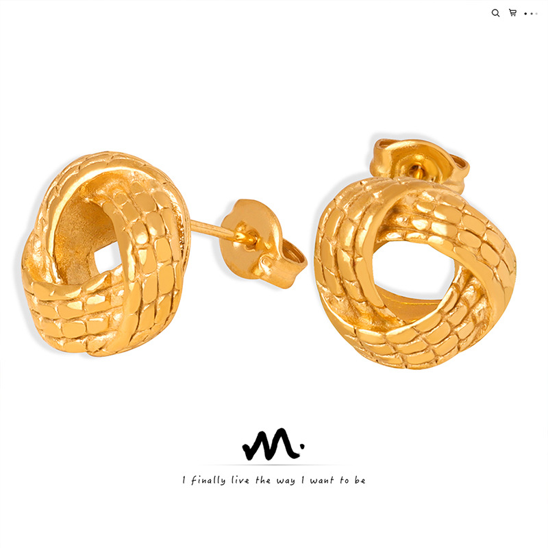 Simple Mobius con temperamento hueco exquisita moda artística retro nicho diseño Titanium pendientes de acero joyería femenina