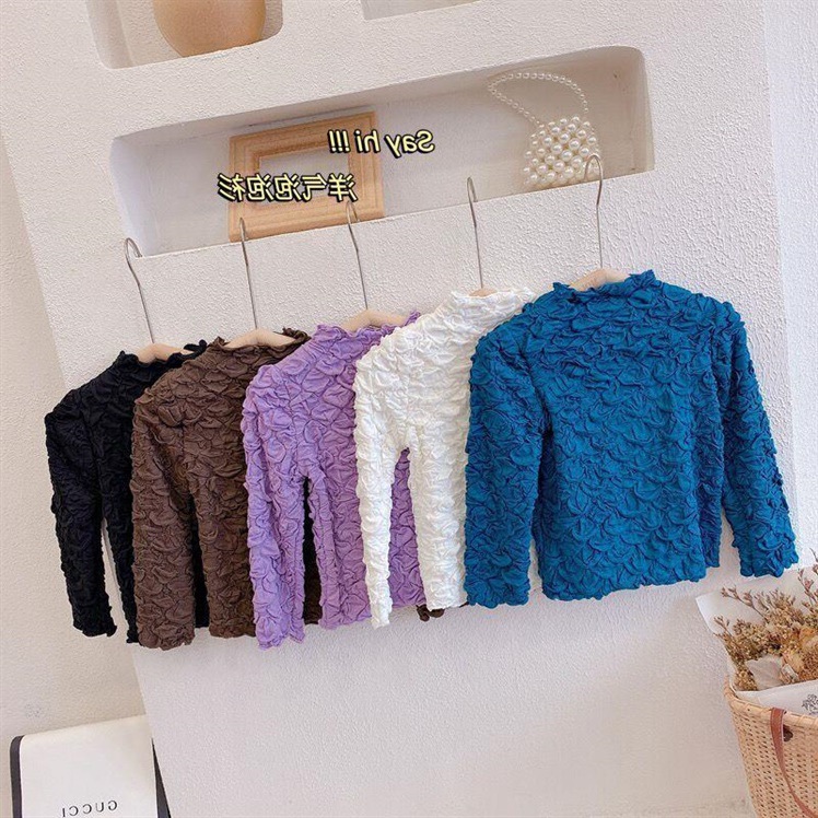 Women's Winter Trendy Bubble Base Layer Top Autumn/Winter Women's Long Sleeve T-Shirt Children's Winter Style Clothing Top Fashion t0118