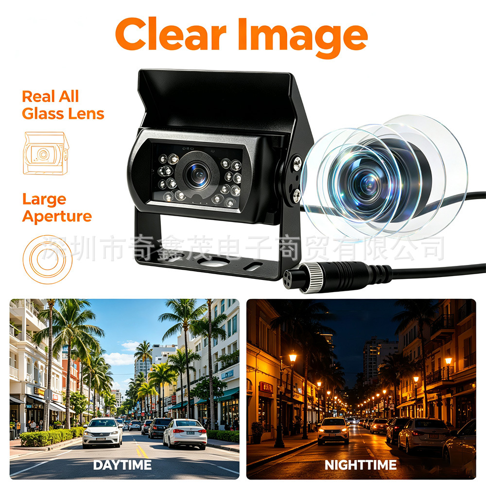 HD Truck Reversing Camera 12-24V Infrared Night Vision Waterproof Bus Truck RV Vehicle Monitoring