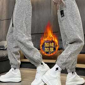 跨境秋季新款休闲裤弹力松紧腰宽松运动卫裤潮流时尚束脚哈伦裤子