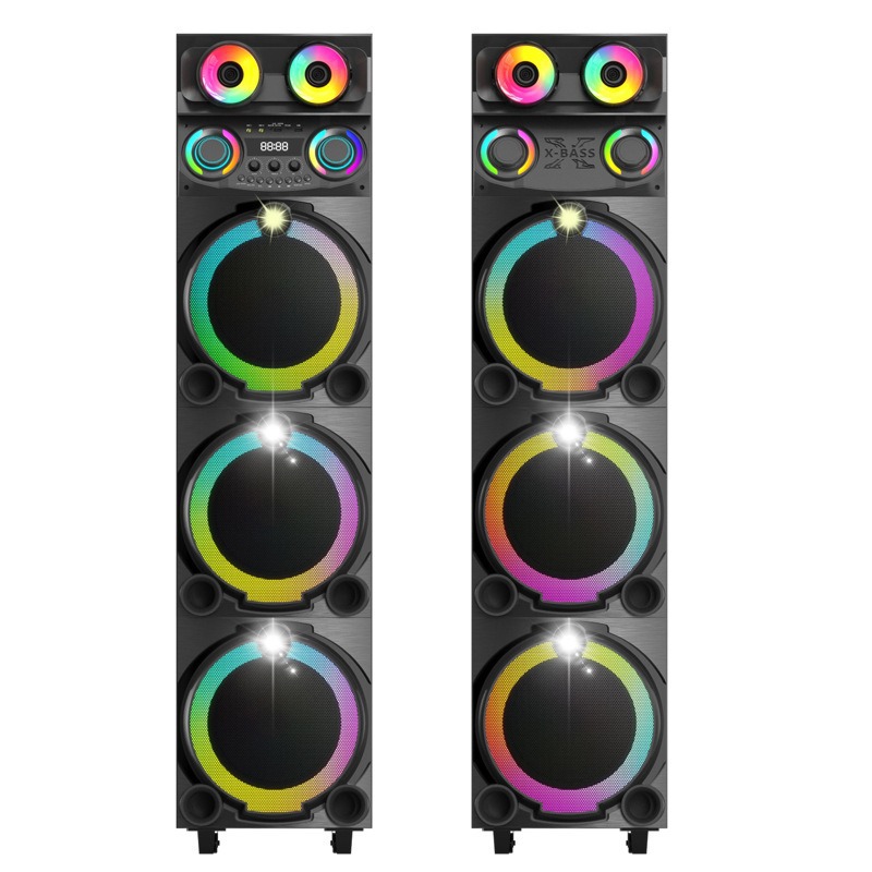 JBI doble 12 pulgadas * 3 100W Bluetooth acústico madera plástico combinado con 3X12 altavoces MDF placa de fiesta al aire libre LED