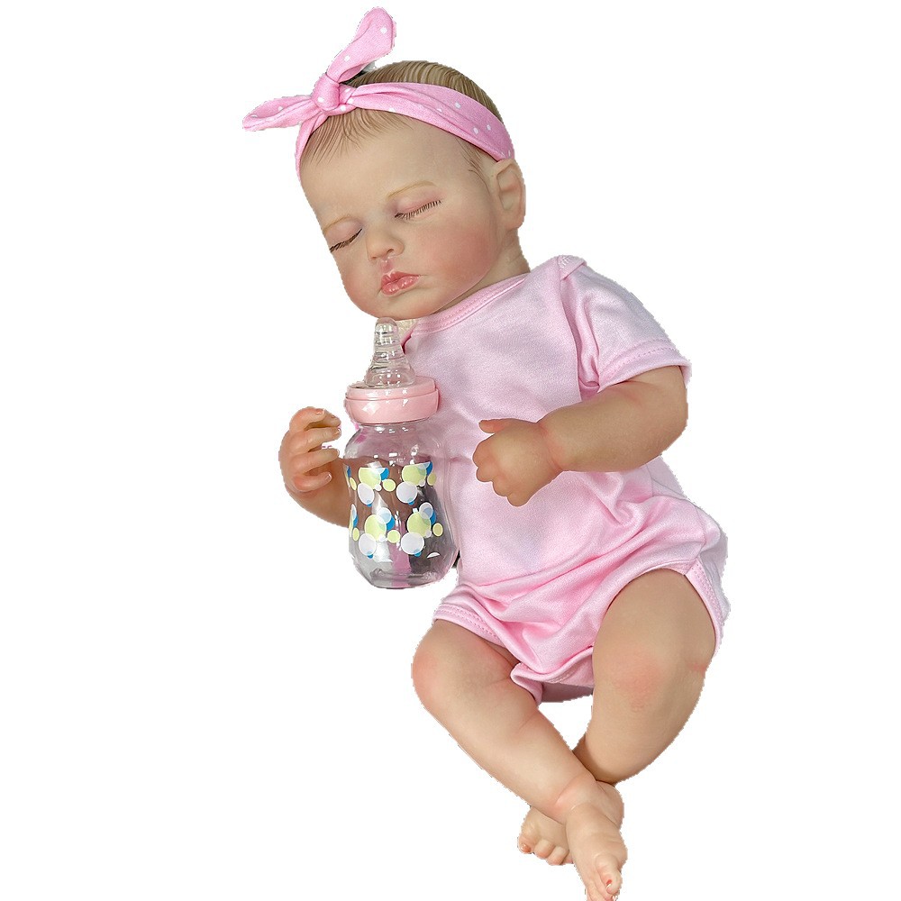 Modelo de explosión transfronteriza chica acompañada de simulación bebé 20 pulgadas muñeca lavable con ojos cerrados renacer