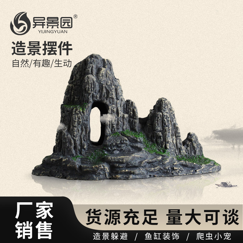 Decoración de Paisaje para Acuarios, Rocalla Artificial, Piedra Decorativa, Set de Resina para Acuario, Adornos, Cueva de Escondite, Turquesa